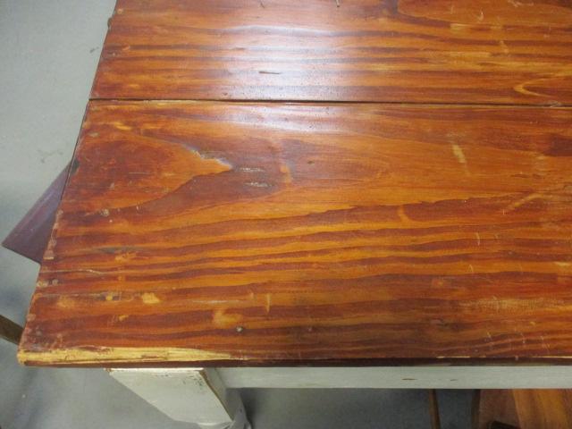 Solid Wood Farmhouse Table with Plank Top and Three side Chairs.