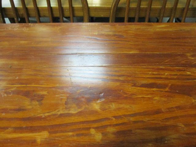 Solid Wood Farmhouse Table with Plank Top and Three side Chairs.