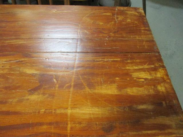 Solid Wood Farmhouse Table with Plank Top and Three side Chairs.