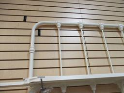 Darel White Metal Full Size Bed with Metal Bars on Head and Foot, Has Rails.