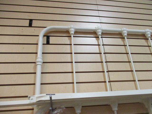 Darel White Metal Full Size Bed with Metal Bars on Head and Foot, Has Rails.