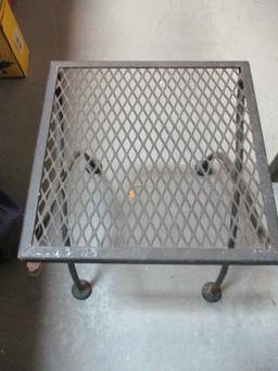 Metal Table/Plant Stand and Wood Porch Table.