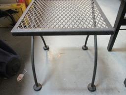 Metal Table/Plant Stand and Wood Porch Table.