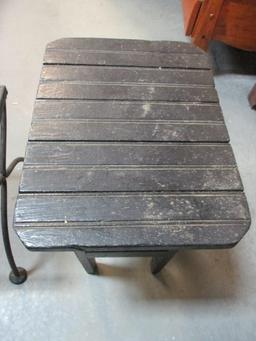 Metal Table/Plant Stand and Wood Porch Table.