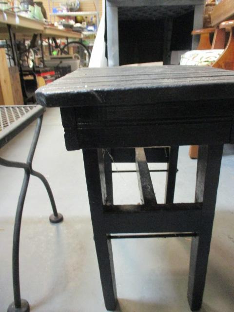 Metal Table/Plant Stand and Wood Porch Table.