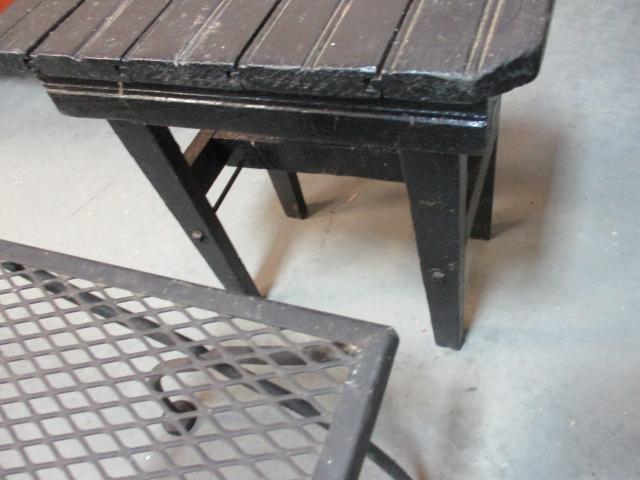 Metal Table/Plant Stand and Wood Porch Table.