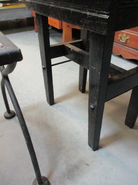 Metal Table/Plant Stand and Wood Porch Table.