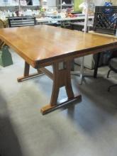 Solid Wood Trestle Table. Some Scratches on Top
