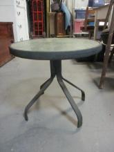 Outdoor Round Metal Table with Frosted Glass