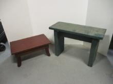 Green Farm Stool and Wood Step Stool.