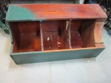 Heavy Bench with Three Storage Bins. One End Open.