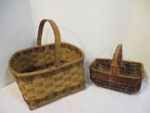 Woven Basket with Wood Handle and Wicker Basket with Handle.