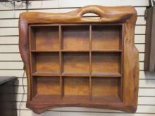 Natural Edge Solid Wood Hanging Shelf with Nine Cubicles. Very Heavy.