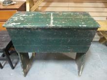Vintage Country Store Double Sided Wood Bin with Metal Bottom. Flip Top.