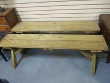 Pair Outside Picnic Benches. Very Sturdy.