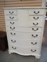 Bow Front Chest of Drawers ,Flower Edge, 6 Small Drawers and Shelf. 3 Large Drawers.