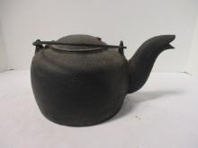 Vintage Cast Iron Kettle with Flip Lid and Handle