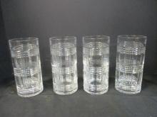 Four Lead Crystal Block Tea Glasses.