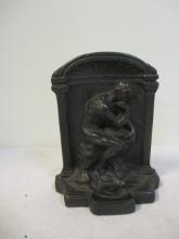 Cast Iron Single Bookend, Man Thinking.