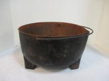 Cast Iron Three Leg Cooking Pot with Handle.  Some Rust.