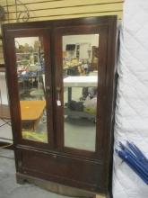 Antique Cedar Lined Wardrobe w/mirrored Doors