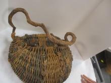 Unique Rope Basket w/Branch Handle