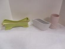 2 Vintage Planters & 1 Pink Vase