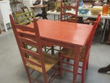 Farmstyle Table with Ladder Back Rush Seat Chairs