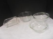 Anchor Hocking Bowl, 2 Pyrex Casseroles, Glaslock Casserole