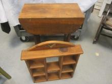 Pine Wall Display Shelf (18 x 21) & Occasional Table