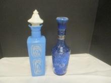 Jim Beam 1960 Blue Milk Glass Grecian Decanter &