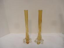 Yellow Murano Style Foot Vases (PR)