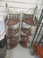 Metal & Wood Folding Corner Shelves (PR)