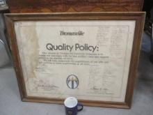 Thomas Furniture Co. Framed Quality Policy w/signatures