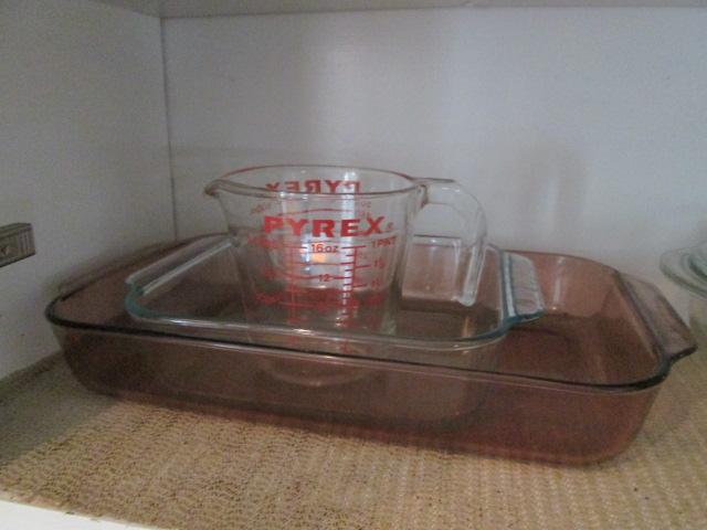Pyrex and Corning Ware Bake Ware, 2 Cup Measuring Cup and Storage Container