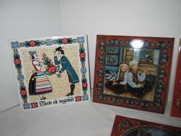 Seven Bergquist Imports Norwegian Children Design Trivet Tiles