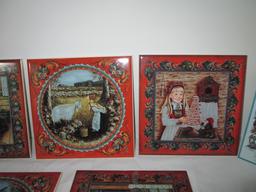 Seven Bergquist Imports Norwegian Children Design Trivet Tiles