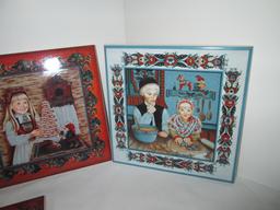 Seven Bergquist Imports Norwegian Children Design Trivet Tiles