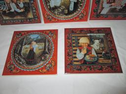 Seven Bergquist Imports Norwegian Children Design Trivet Tiles