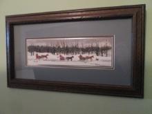 Fuller Signed Original Winter Sleigh Ride Watercolor Painting