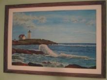J. Novak Signed Original Lighthouse Sea Scape Painting