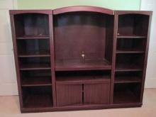 Mahogany Finish Illuminated Entertainment Display Cabinet