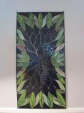 Stained Glass Style Panel with Leaf and Berry Design