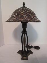 Tiffany Stained Glass Style Purple Slag Glass  Bell Shape Lamp