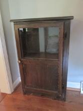 Pine Folk Art Pine Cabinet with Glass Door
