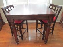 3 Piece Mahogany Finish Pub Table Set