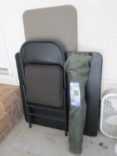 Academy Folding Sports Chair, Black Card Table, Black Metal Folding  Chair and