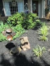 Yard Art: Concrete Toad and Rabbit, Copper Frog on Lily Pad Yard Spike and