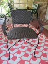 Woven Resin Barrel Back Arm Chair