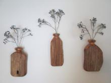 3 Piece Wooden Live Edge Wall Pocket/Sconces